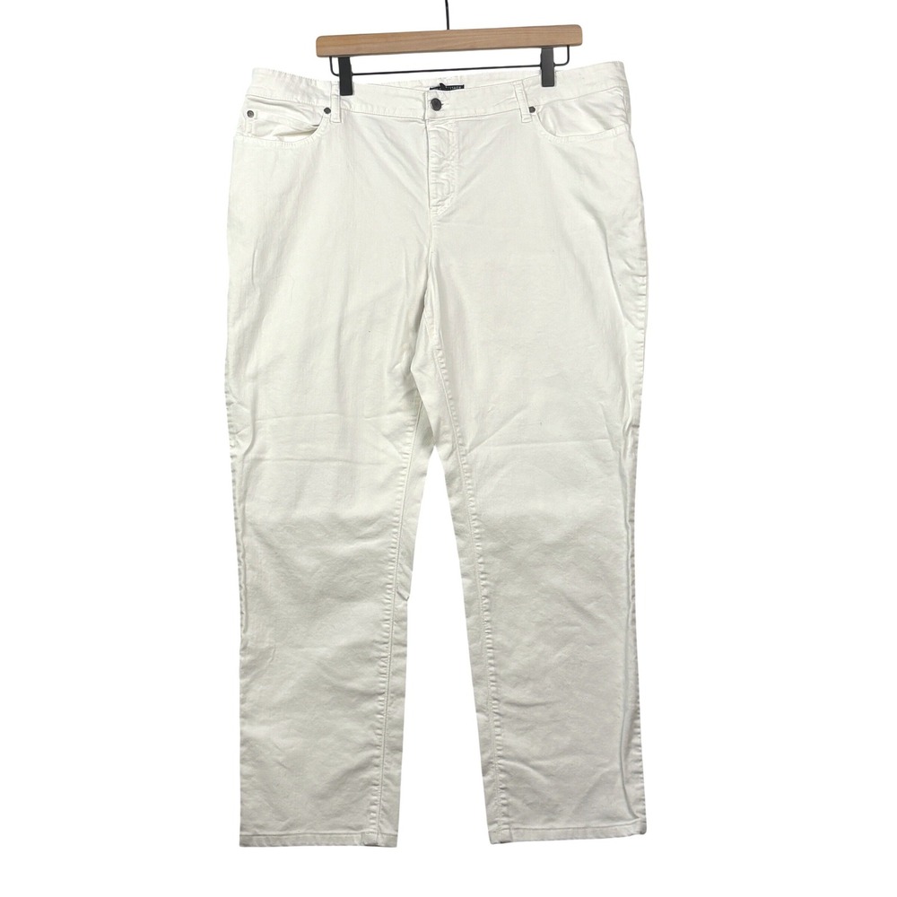 Eileen Fisher‎ Womens Straight leg Org. Cotton Stretch Jeans 16W (40 x 28) White